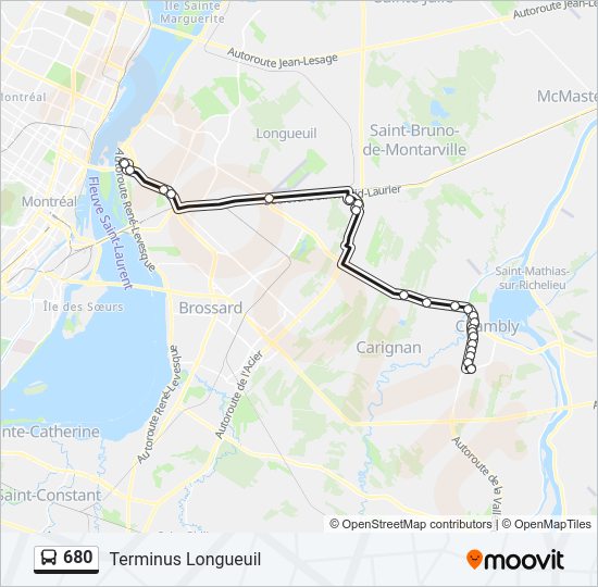 Plan de la ligne 680 de bus