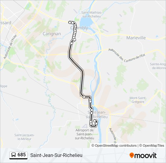 685 Bus Line Map