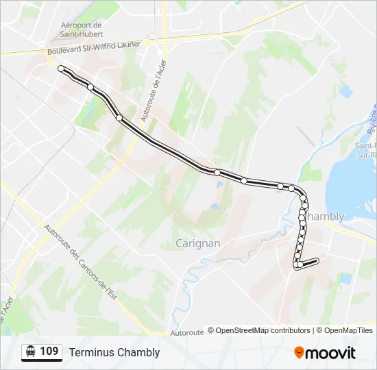 Plan de la ligne 109 de shuttle