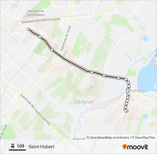 Plan de la ligne 109 de shuttle