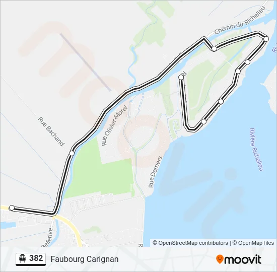 Plan de la ligne 382 de shuttle