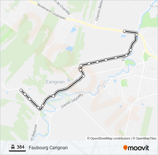 Plan de la ligne 384 de shuttle