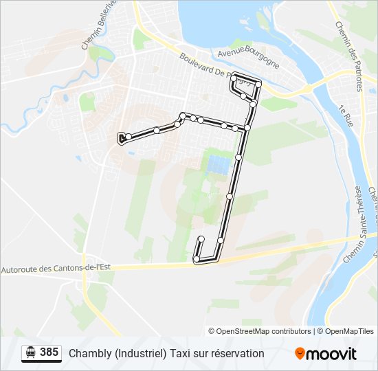 Plan de la ligne 385 de shuttle