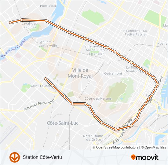 ligne 2 orange Itinéraire: Horaires, Arrêts & Plan - Station Côte-Vertu ...