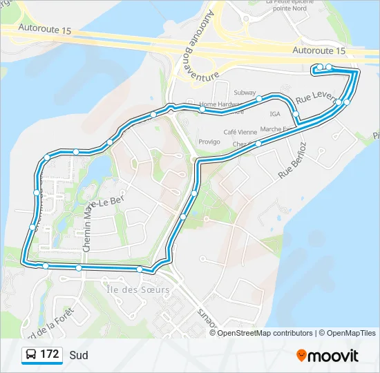 Plan de la ligne 172 de bus