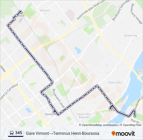 Plan de la ligne 345 de bus