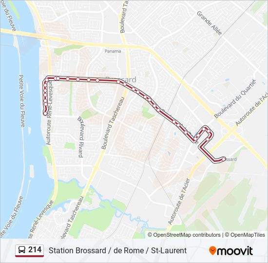 Plan de la ligne 214 de bus