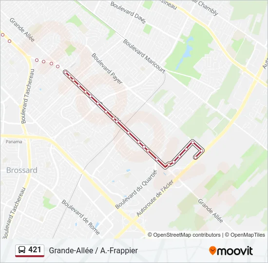 Plan de la ligne 421 de bus