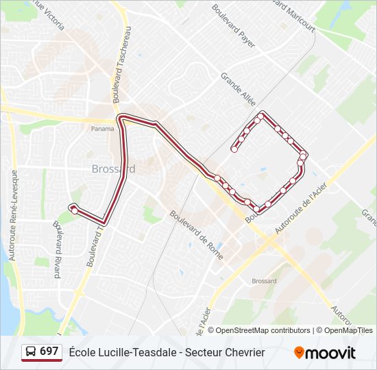 Plan de la ligne 697 de bus