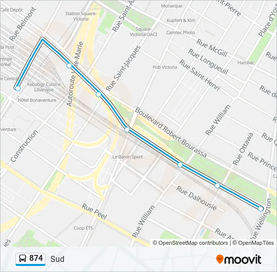 874 Bus Line Map