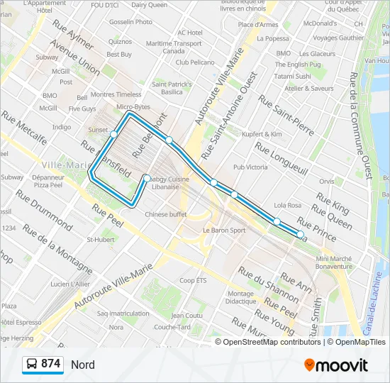 874 Bus Line Map