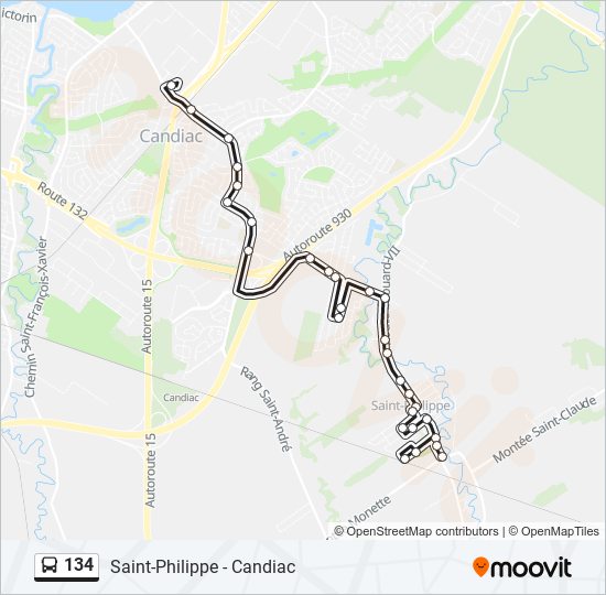 134 bus Line Map