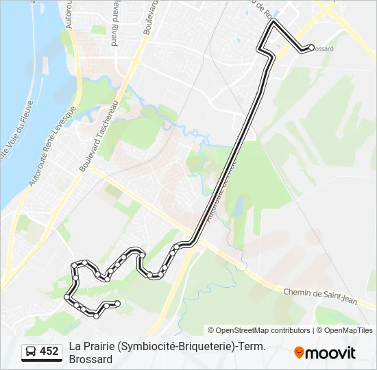 Plan de la ligne 452 de bus