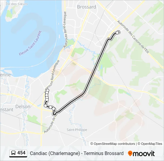 454 Bus Line Map