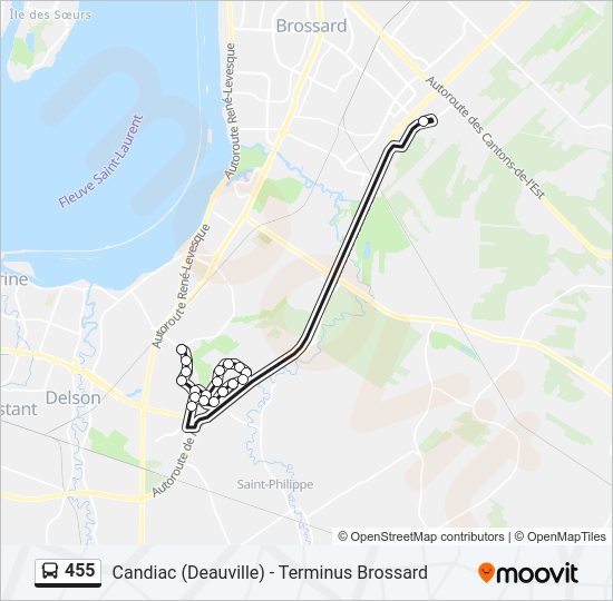 455 Bus Line Map