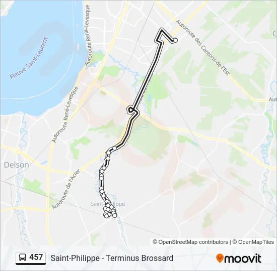 Plan de la ligne 457 de bus