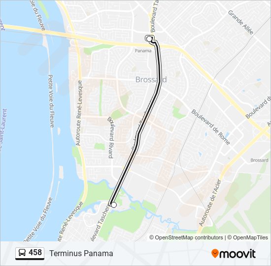 Plan de la ligne 458 de bus