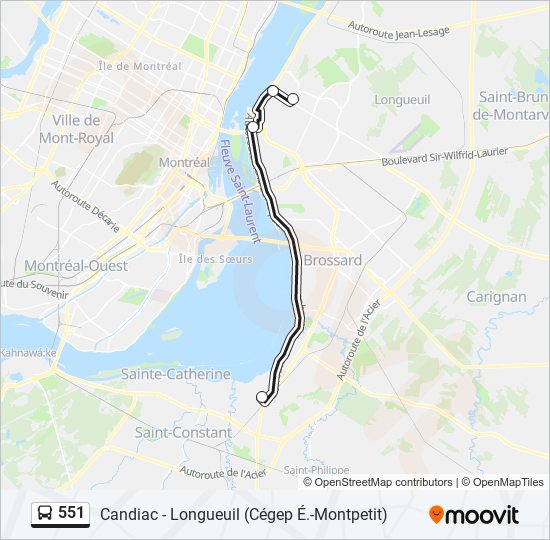 Plan de la ligne 551 de bus