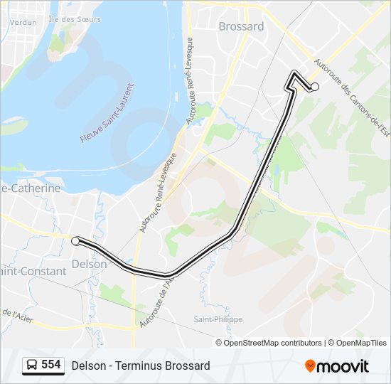 554 Bus Line Map