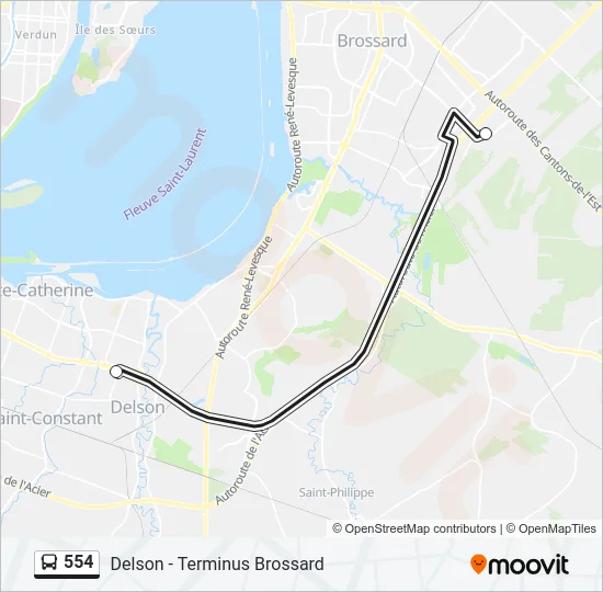 554 Bus Line Map
