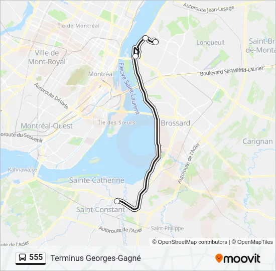 555 Bus Line Map