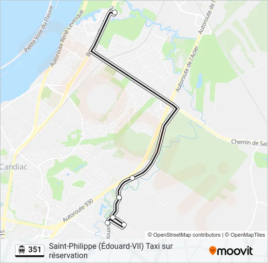 Plan de la ligne 351 de shuttle