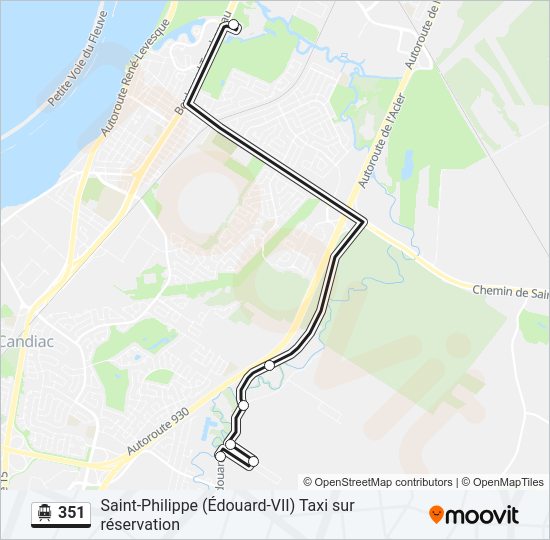 Plan de la ligne 351 de shuttle