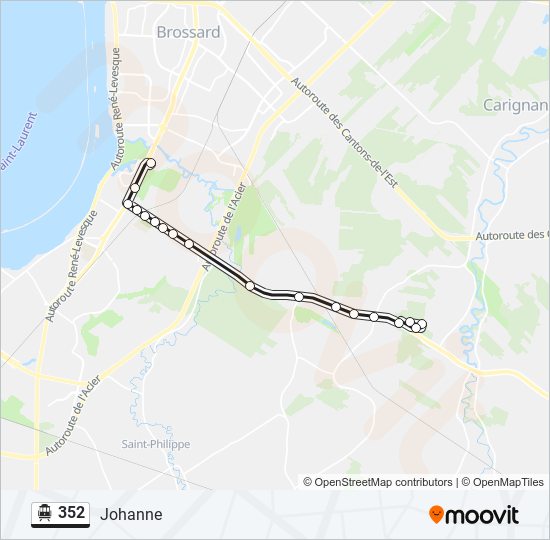 Plan de la ligne 352 de shuttle