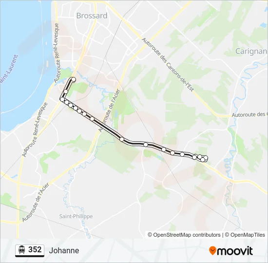 Plan de la ligne 352 de shuttle