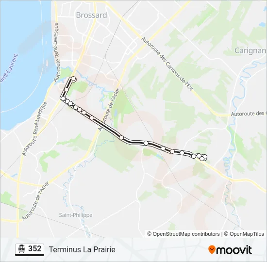 Plan de la ligne 352 de shuttle