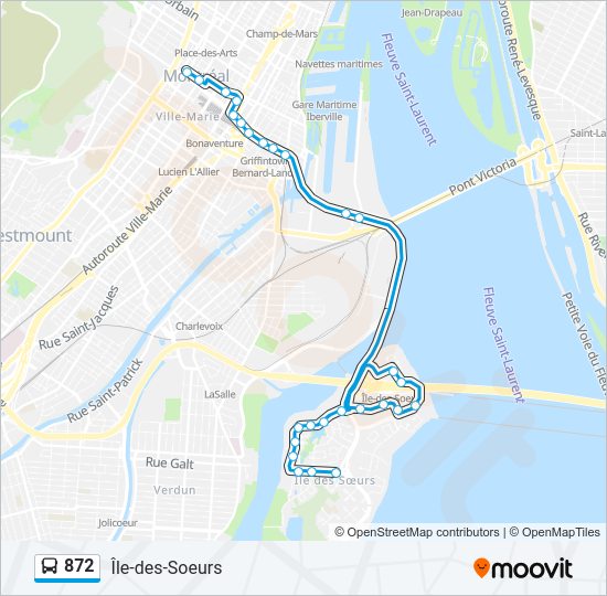 Plan de la ligne 872 de bus