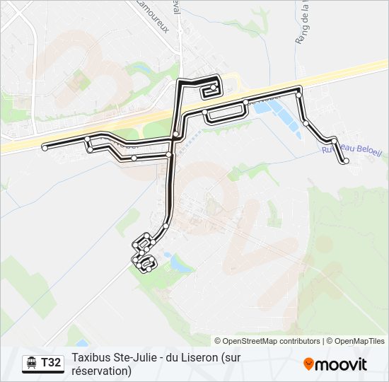 Plan de la ligne T32 de shuttle