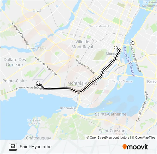 MONTRÉAL - SAINT HYACINTHE Bus Line Map