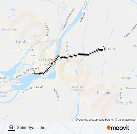 MONTRÉAL - SAINT HYACINTHE bus Line Map