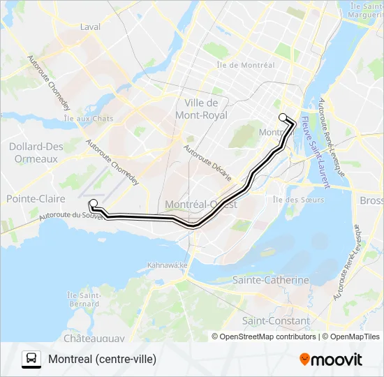 MONTRÉAL - BERTHIERVILLE Bus Line Map