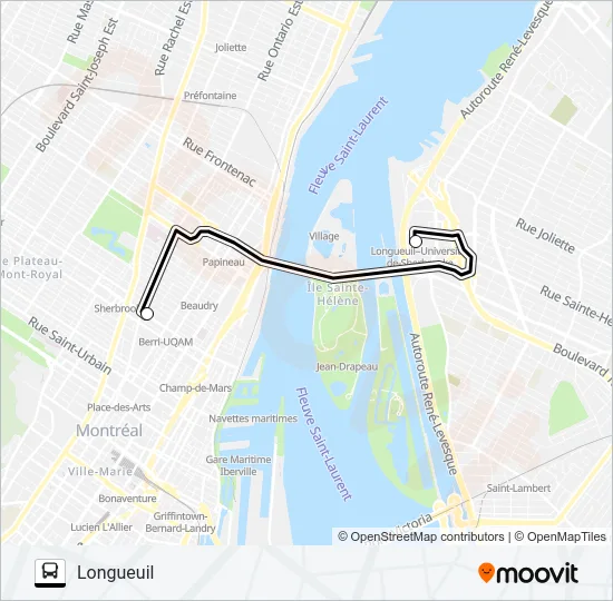 MONTRÉAL - LONGUEUIL Bus Line Map