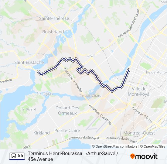 55 Bus Line Map