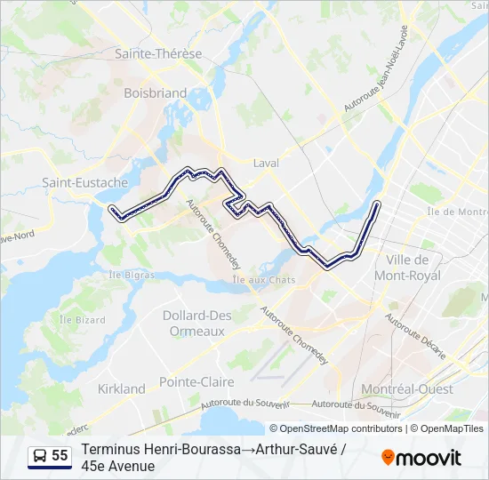 55 Bus Line Map
