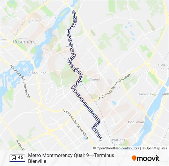 45 Bus Line Map