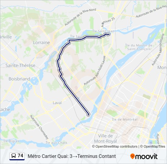 74 Bus Line Map