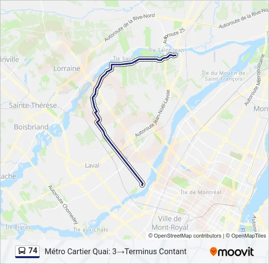 74 Bus Line Map