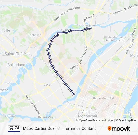 74 Bus Line Map