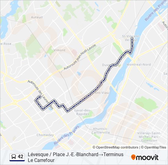 Plan de la ligne 42 de bus