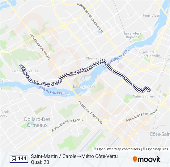 Plan de la ligne 144 de bus