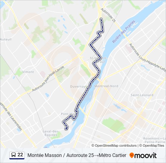 Plan de la ligne 22 de bus