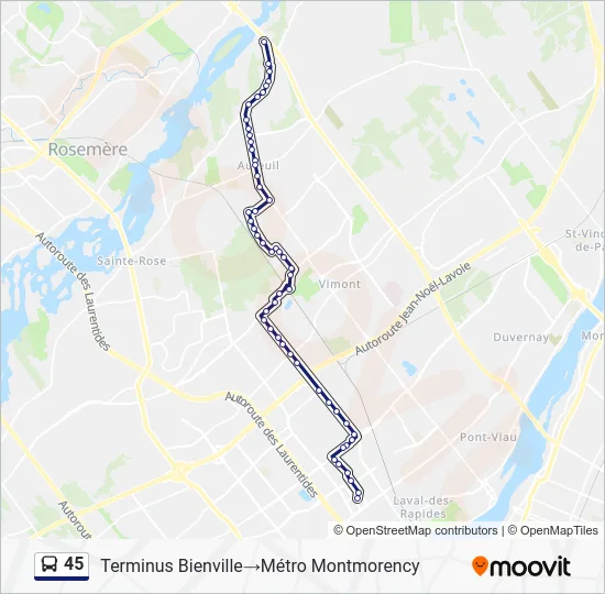 45 Bus Line Map