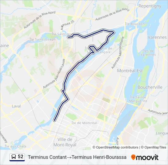 52 Bus Line Map