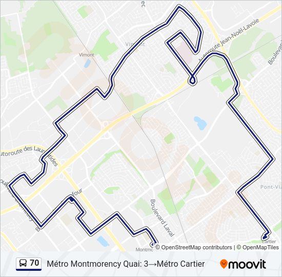 70 Bus Line Map