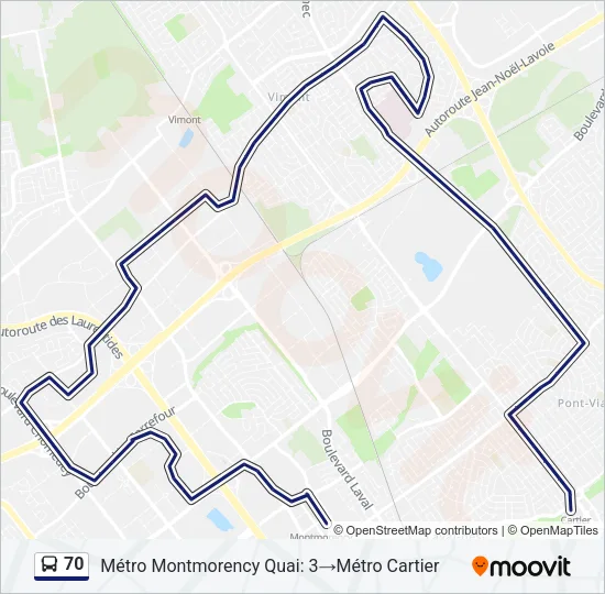 70 Bus Line Map