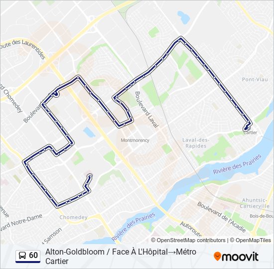 Plan de la ligne 60 de bus